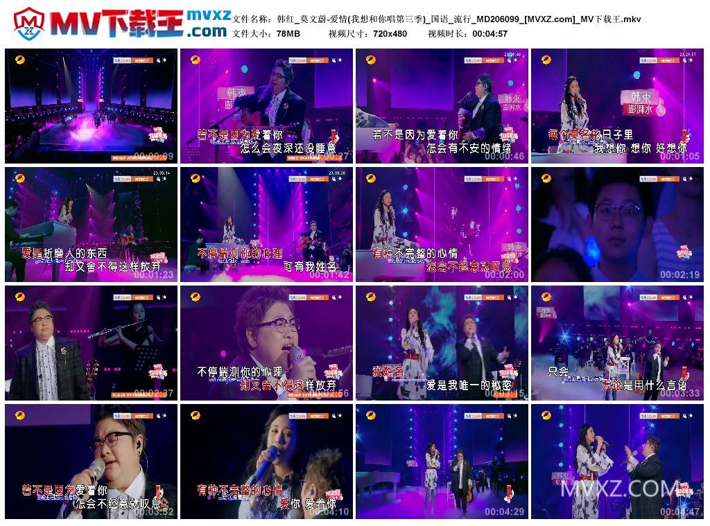 韩红_莫文蔚-爱情(我想和你唱第三季)_国语_流行_MD206099